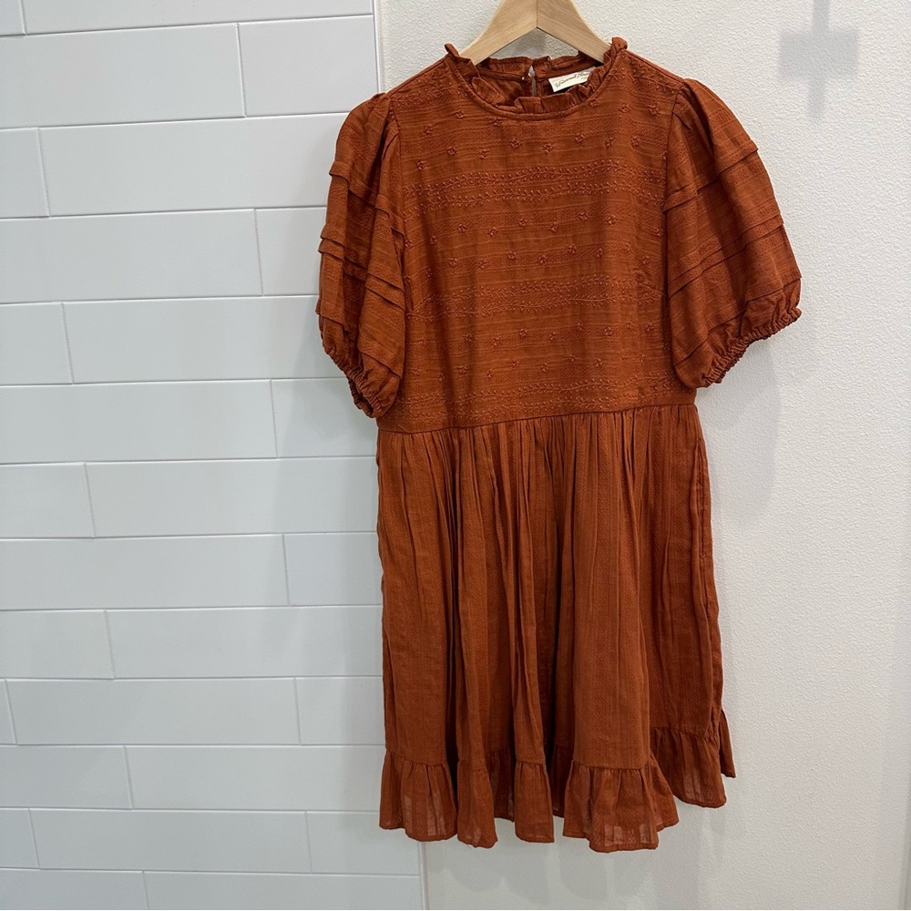 Universal Thread Burnt Orange Embroidered Prairie… - image 1